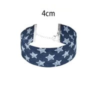 Naszyjniki - CHOKER w gwiazdki GRANATOWY zapinany SZEROKI - miniaturka - grafika 1