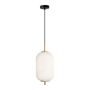 Lampa wisząca z ryflowanym szkłem PND-28798-1-GD-WH z serii OLMETO - Lampy sufitowe - miniaturka - grafika 1