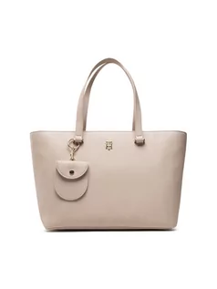 Torebki damskie - Tommy Hilfiger Torebka Th Joy Tote Mix AW0AW10950 Beżowy - grafika 1