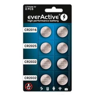 zestaw 8 sztuk baterii litowych everActive 4 x CR2032, 2 x CR2025, 2 x CR2016 - Baterie i akcesoria - miniaturka - grafika 2