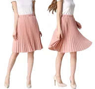 Spódnice - ELEGANCKA SPÓDNICA PLISOWANA MIDI SPÓDNICZKA NA GUMCE RETRO KOLORY S/M - miniaturka - grafika 1