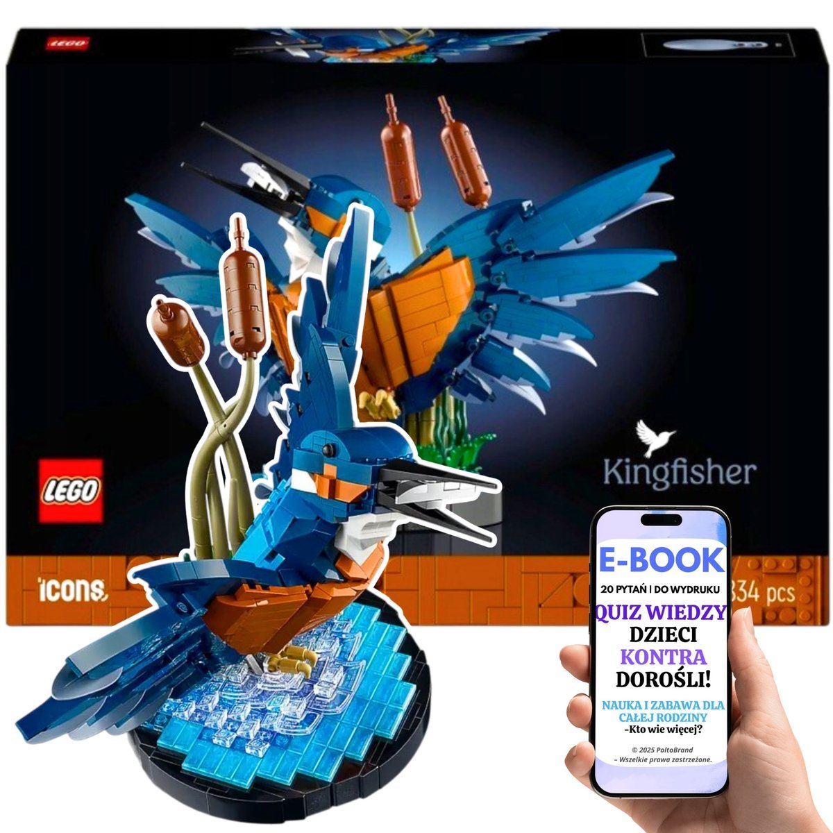 LEGO® ICONS Zimorodek – realistyczna figurka z klocków LEGO® • projekt kolekcjonerski dla dorosłych Lego 18+ Na Święta Urodziny + EBOOK-2
