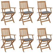Fotele i krzesła ogrodowe - vidaXL Składane krzesła ogrodowe z poduszkami, 6 szt., drewno akacjowe - miniaturka - grafika 1