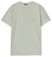 Koszulki męskie - United Colors of Benetton T-shirt męski, Zielony Aqua wzór w paski 72n, XL - miniaturka - grafika 1