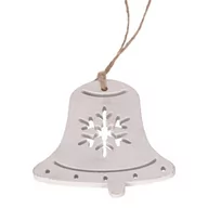 Ozdoby bożonarodzeniowe - Drewniana ozdoba świąteczna Bell, biały, 8 szt. - miniaturka - grafika 1