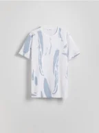 Koszulki męskie - Reserved - T-shirt regular z nadrukiem - biały - miniaturka - grafika 1