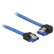 Kable komputerowe i do monitorów - Delock Kabel SATA III 6Gb/s 20cm kątowy lewo/prosto metalowe zatrzaski niebieski 84983 - miniaturka - grafika 1