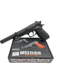 Pistolet z tłumikiem A163 ciężki 29cm - Zabawy w naśladowanie dorosłych - miniaturka - grafika 1