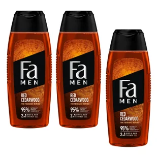 Zestaw męskich żeli pod prysznic 2w1 3x 400ml Fa Men Red Cedarwood - Zestawy kosmetyków męskich - miniaturka - grafika 1