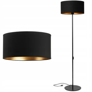 Lampa stojąca podłogowa Loft Abażur czarny złoty - Lampy stojące - miniaturka - grafika 1