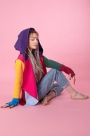 Bluzy damskie - Bluza damska kolorowa, asymetryczna bluza bawełniana - miniaturka - grafika 1