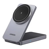 Ładowarki do telefonów - Ładowarka indukcyjna 2w1 Ugreen W528 do iPhone, AirPods, 20W (biała) - miniaturka - grafika 1