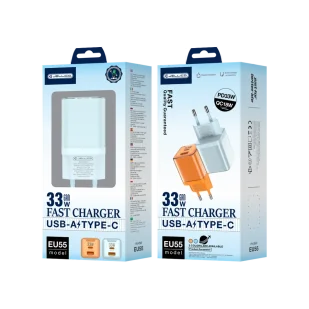 JELLICO ładowarka sieciowa EU55 GaN PD 33W 1xUSB-C + 1xUSB QC3.0 Niebieski - Ładowarki do telefonów - miniaturka - grafika 1