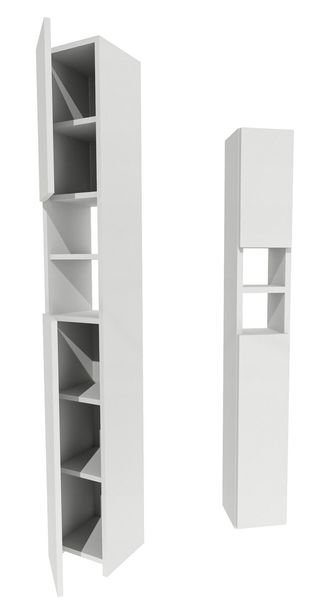Szafka łazienkowa słupek wąska 24 cm 172 cm zamykana 7 półek Biała