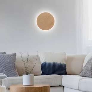 Paul Neuhaus Kinkiet LED na baterię Puntua Ø 18 cm o wyglądzie drewna - Lampy ścienne - miniaturka - grafika 1