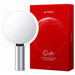 AMIRO Białe Lusterko kosmetyczne z podświetleniem LED AML009N - Lusterka do makijażu - miniaturka - grafika 1