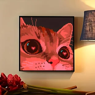 TEMU Zestaw do Malowania Diamentowego 5D z Motywem Twarzy Kota, Okrągłe Kryształki Żywiczne do Dekoracji Domu i Sztuki Ściennej DIY, Prezent na Boże - Rękodzieło - miniaturka - grafika 1