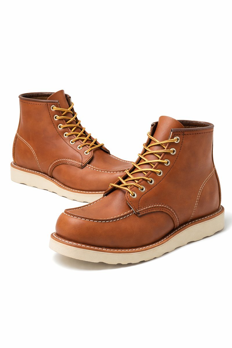 RED WING SHOES BRĄZOWE SKÓRZANE PÓŁBUTY Z BIAŁĄ PODESZWĄ 49 1I2B