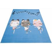 Dywany dla dzieci - Dziecięcy niebieski dywan w tańczące kotki - Jomi 10X - miniaturka - grafika 1