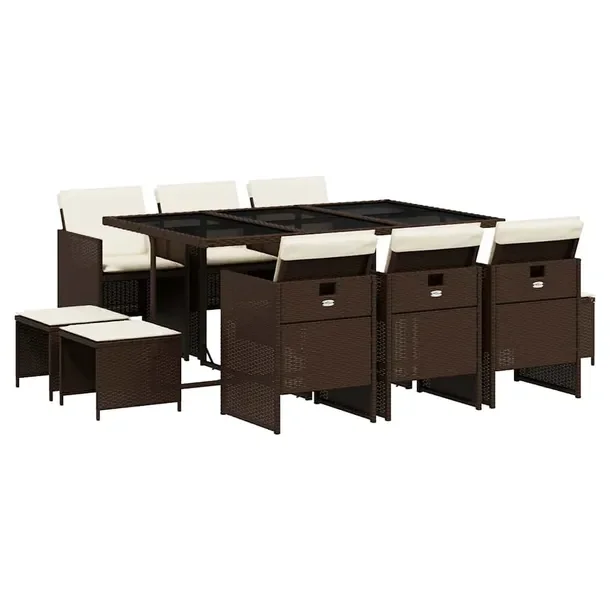 Zestaw mebli ogrodowych brązowo-czarny, rattan PE, wymiary 165x106x73 cm