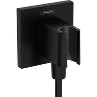 Akcesoria do armatury i ceramiki - Hansgrohe FixFit E przyłącze kątowe z uchwytem prysznicowym czarny mat 26889670 - miniaturka - grafika 1