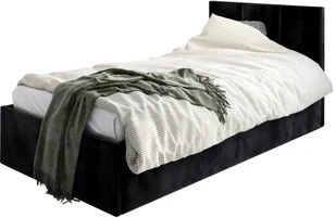 Łóżko młodzieżowe VIVO 80x200 czarne z tapicerowanym panelem i pojemnikiem na pościel MKPOL - Łóżka dla dzieci i młodzieży - miniaturka - grafika 1