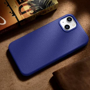 iCarer Litchi Premium Leather Case skórzane etui iPhone 14 magnetyczne z MagSafe ciemnoniebieski (WMI14220709-DB) - Etui i futerały do telefonów - miniaturka - grafika 16