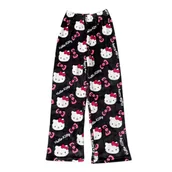 Spodnie damskie - Spodnie Piżama Hello Kitty Pluszowe czarne kolorowe - miniaturka - grafika 1