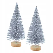 CHOINKA SREBRNA DRZEWKO DEKORACJA ŚWIĄTECZNA BROKATOWA 2SZT 5.5CM