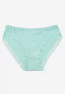 Majtki damskie - Miętowe Bawełniane Majtki Figi z Koronką z Przodu Bivora - miniaturka - grafika 1