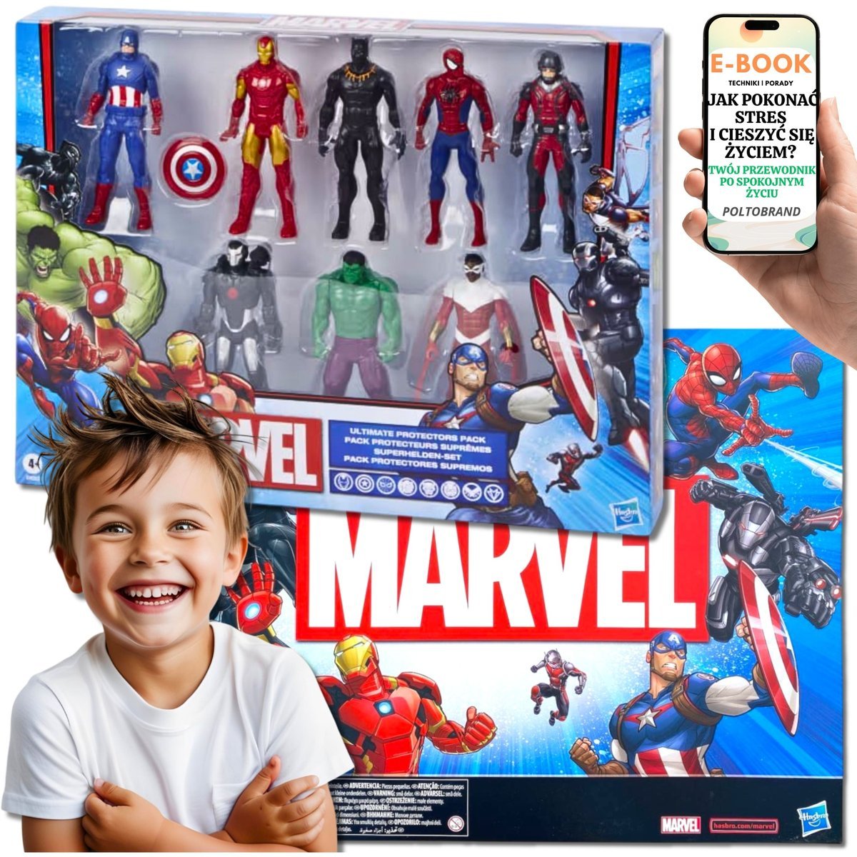 MEGA Zestaw 8 Figurek Marvel Avengers HASBRO Marwel Figurki z Bajki• PREZENT DLA CHŁOPCA WNUCZKA SYNA Pięciolatka Sześciolatka + EBOOK-1