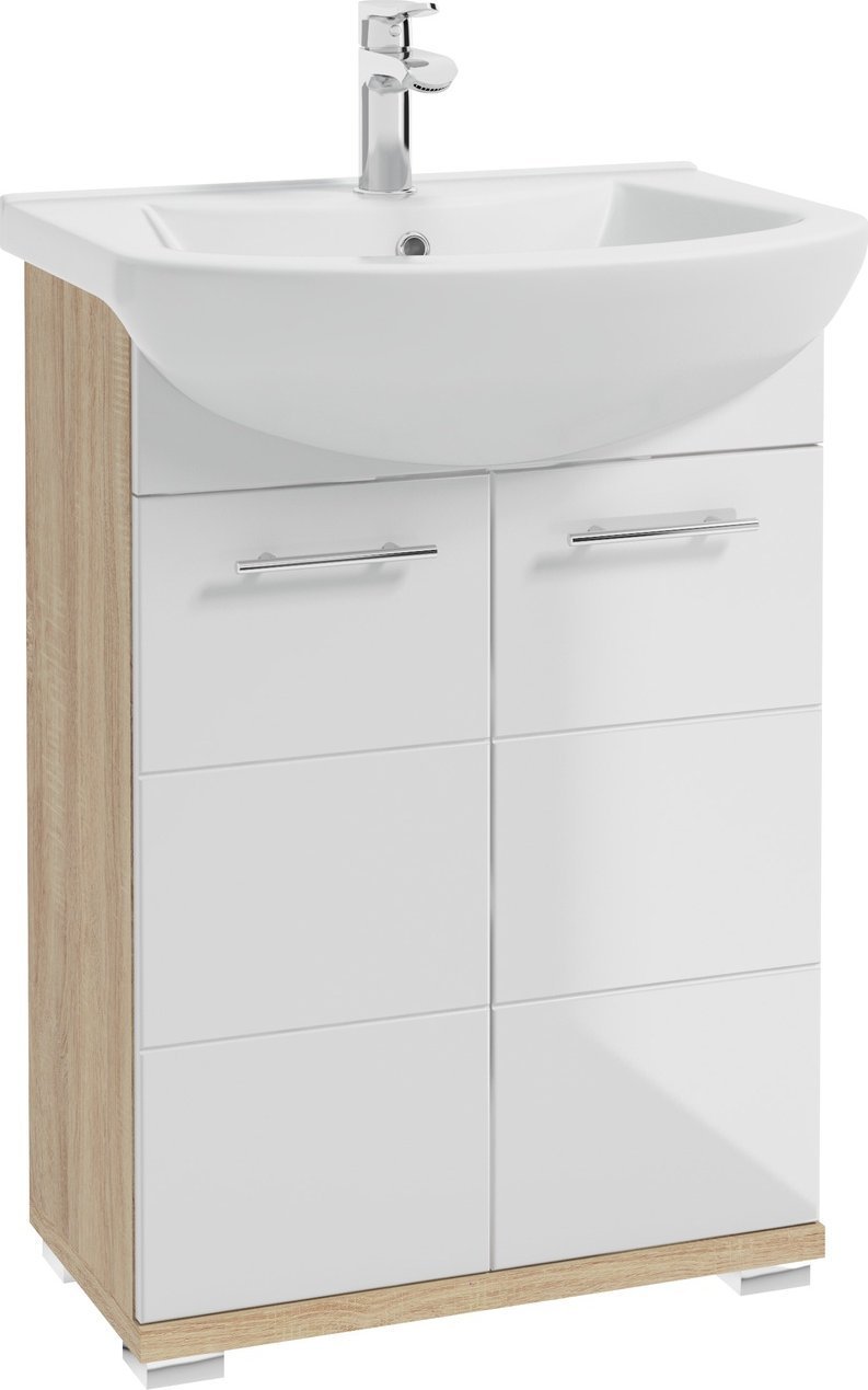 Deftrans CABINET WASHBASIN BARI D60 WHITE/WOOD