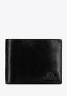 Portfele - Skórzany męski portfel z rozkładanym panelem na karty czarny - miniaturka - grafika 1