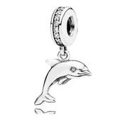 Wisiorki - Zawieszka Charms SREBRO 925 Koralik Delfin - miniaturka - grafika 1