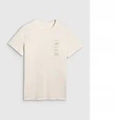 Koszulki męskie - 4F T-SHIRT MĘSKI M2402 KREMOWY S - miniaturka - grafika 1