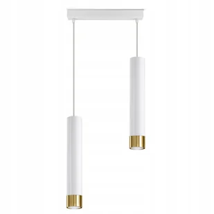 Lampa Wisząca Tuby Metal Biała Złota Led GU10 - Lampy sufitowe - miniaturka - grafika 1