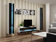 Meblościanki - Cama Meble Zestaw VIGO NEW 12 biały/czarny połysk - miniaturka - grafika 1
