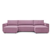 Narożniki - Różowy sztruksowy rozkładany narożnik Bobochic Paris Nihad Panoramique - miniaturka - grafika 1