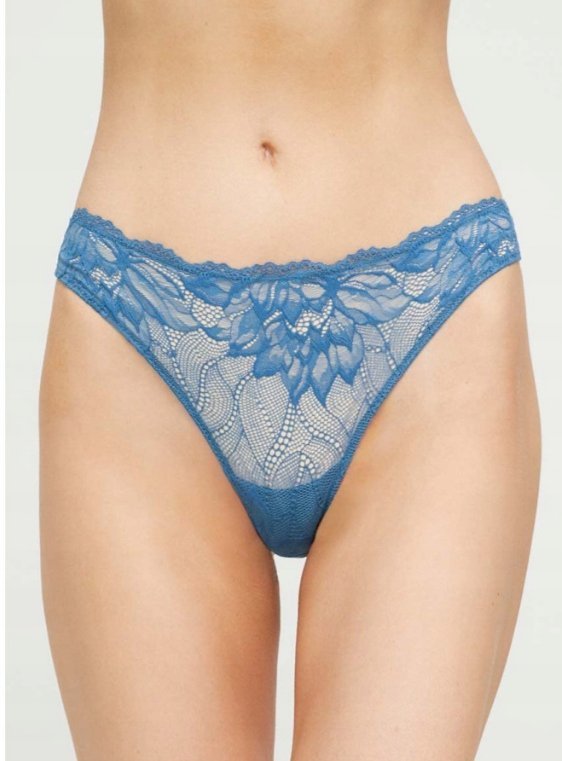 CALVIN KLEIN MAJTKI NIEBIESKIE KORONKOWE STRINGI M 2A4E6_B* M 2_4 TIA