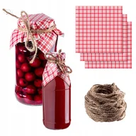 Pojemniki kuchenne - KAPTURKI NAKŁADKI NA SŁOIKI PRZETWORY BUTELKI SERWETKI + SZNUREK JUTOWY x10 - miniaturka - grafika 1