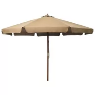 Parasole ogrodowe - vidaXL Parasol ogrodowy na drewnianym słupku 330 cm taupe 47215 - miniaturka - grafika 1