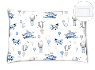 Poduszka z poszewką na suwak 40x60 cm BAWEŁNA 100% SAMOLOTY BŁĘKIT - Kołdry i poduszki dla dzieci - miniaturka - grafika 1
