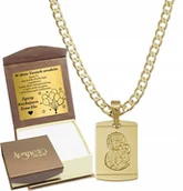 Biżuteria dla dzieci - ZŁOTY ŁAŃCUSZEK PANCERKA PEŁNA DIAMENTOWANA Z MEDALIKIEM PR 585 GRAWER - miniaturka - grafika 1