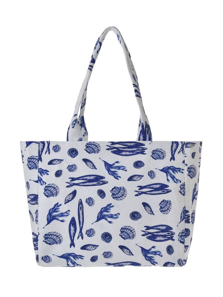BLE Shopper bag w kolorze biało-niebieskim - 42 x 35 x 20 cm