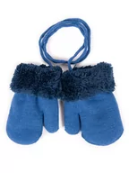 Rękawiczki dla dzieci - Rękawiczki Chłopięce Podwójne Niebieskie Z Futrzanym Mankietem 10 Cm Yoclub - miniaturka - grafika 1
