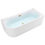 Wanny - Wanna przyścienna złoty szczotkowany przelew oraz korek narożna prawa 150 cm Mera Hydrosan - miniaturka - grafika 1