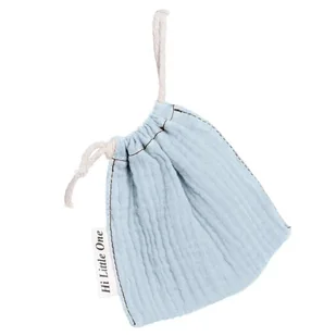 Hi Little One woreczek na smoczek BIO muślin Baby Blue - Akcesoria do smoczków - miniaturka - grafika 1