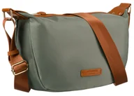 Torebki damskie - PETERSON Miejska modna torebka damska mała listonoszka na ramię zielona z brązowym szerokim regulowanym paskiem lekka pojemna funkcjonalna na suwak - miniaturka - grafika 1