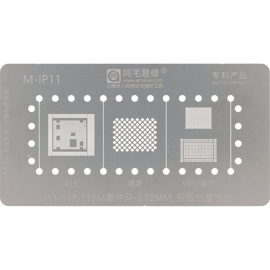 Metalowe sito AMAOE M-IP11 0,12 mm szablon do reballingu BGA układów A13 / WiFi do iPhone z serii 11