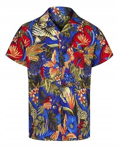 KOSZULA HAWAJSKA MĘSKA KRÓTKI RĘKAW ZWIERZĘTA DŻUNGLA DLA MĘŻCZYZNY